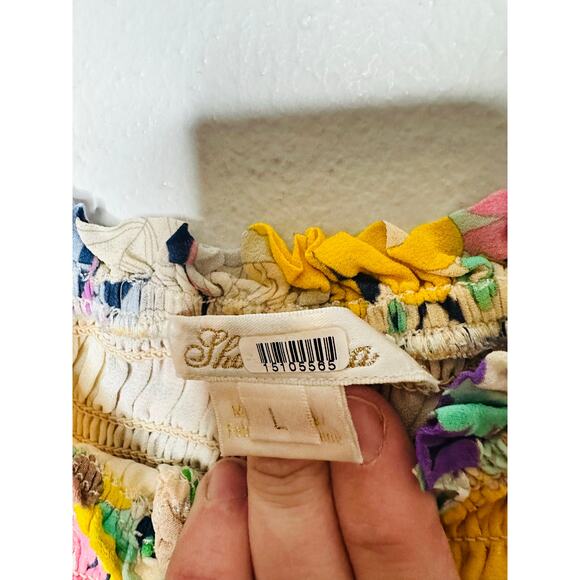 SHOSHANNA Floral Blooms Print Smocked Bodice Off Shoulder Cece Top Size Large - Picture 9 of 12